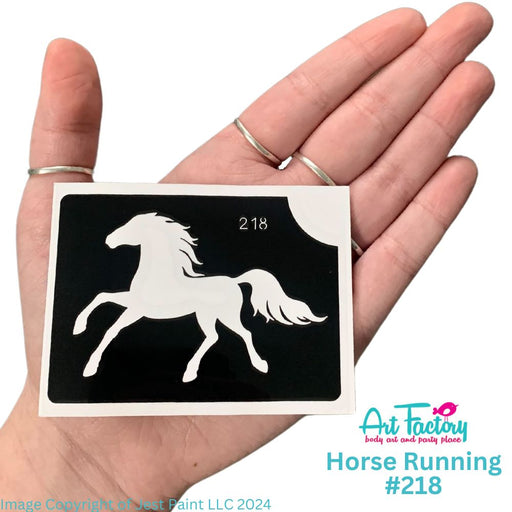 Art Factory | Glitter Tattoo Stencil - (218) Horse Running - 5 Pack -  #159
