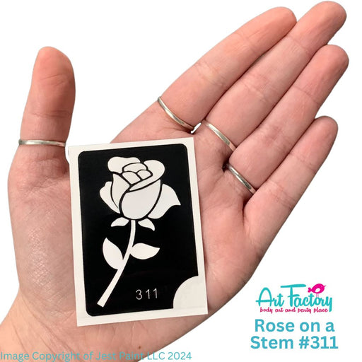 Art Factory | Glitter Tattoo Stencil - (311) Rose on a Stem - 5 Pack - #170