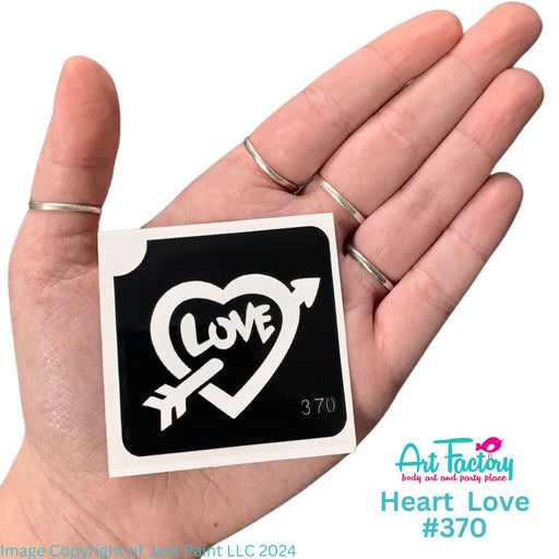 Art Factory | Glitter Tattoo Stencil - (370) Heart Love - 5 Pack - #88