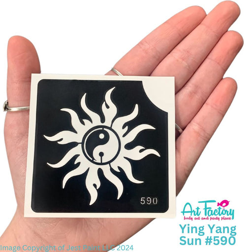 Art Factory | Glitter Tattoo Stencil - (590) Ying Yang Sun - 5 Pack - #28