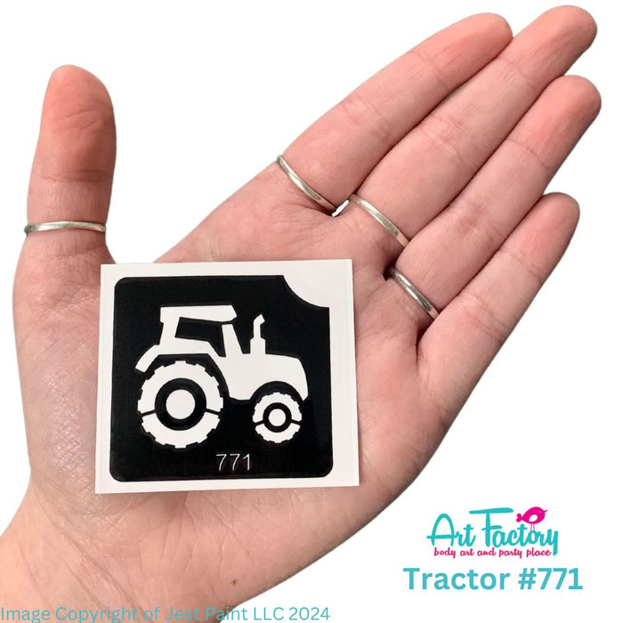 Art Factory | Glitter Tattoo Stencil - (771) Tractor - 5 Pack - #158