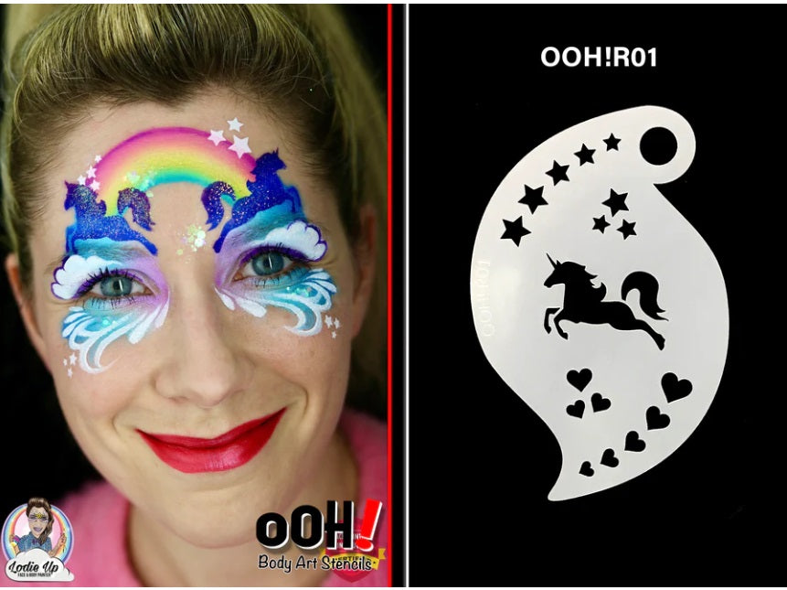 Ooh! Face Painting Stencil | Unicorn Storm (R01)