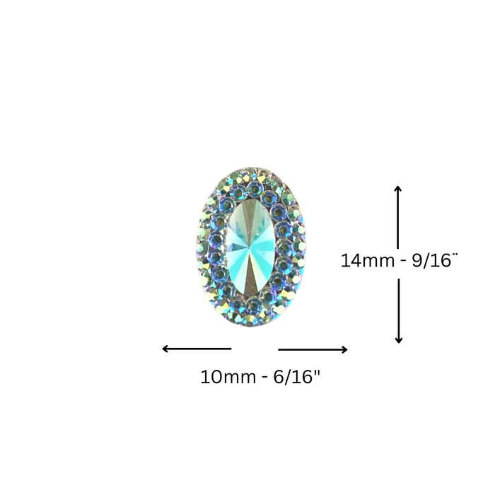 Jest Jewelz Face Painting Gems | Small Oval w/ Holographic Crystal Edge - 1 tbsp (aprox 37 gems)