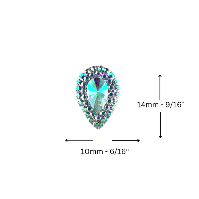 Jest Jewelz Face Painting Gems | Long Drop Shape -Small Holographic w/ Crystal Edge - 1 tbsp (44 gems aprox)
