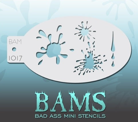 Bad Ass Mini 1017 - Face Painting Stencil  - Paint / Blood Splatters