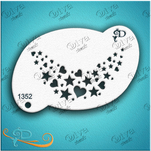 Diva Stencils | Face Painting Stencil | Hearts and Stars (1352)