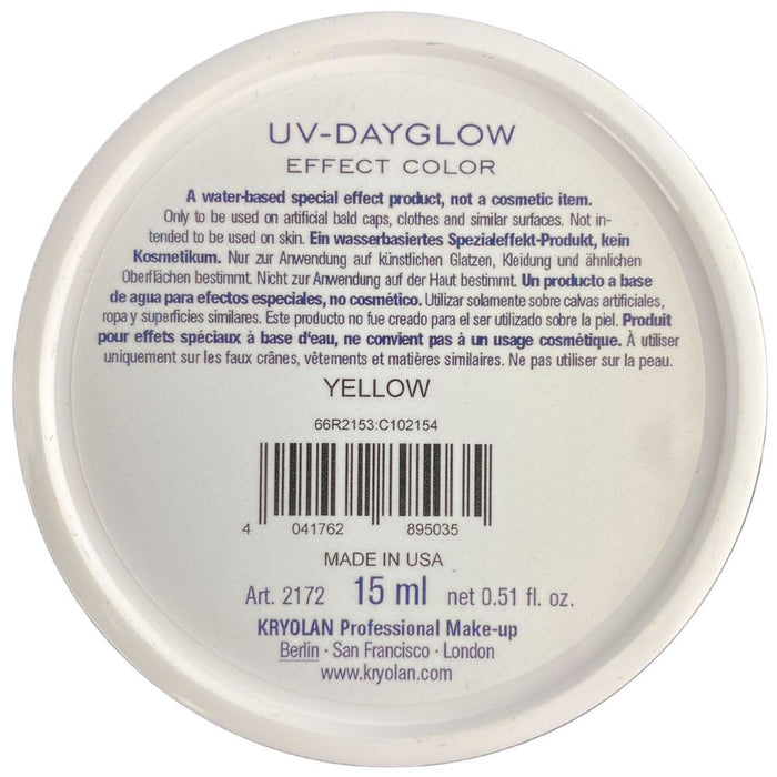 Kryolan Aquacolor | Original Neon UV YELLOW - 15 ml (SFX - Non Cosmetic)