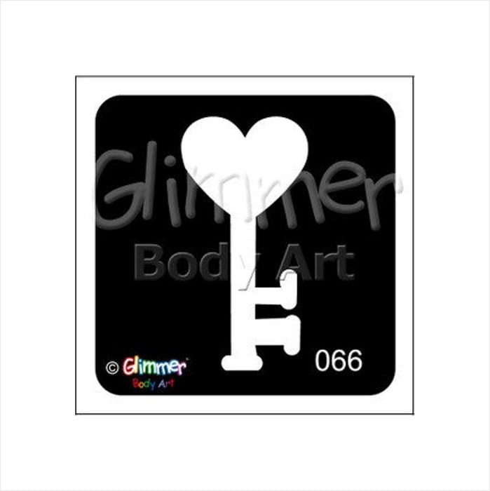 Glimmer Body Art |  Triple Layer Glitter Tattoo Stencils - 5 Pack - Heart Key - #66