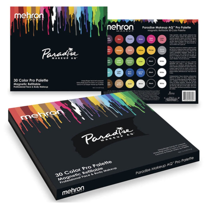 Mehron | Paradise Face Paint Set - Magnetic Case (Pressed Coated Carboard) - Paradise AQ 30 Color Palette