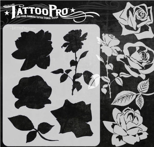 Tattoo Pro 189 | Air Brush Body Painting Stencil - Stop and Smell the Roses - Rose Tattoo Stencil