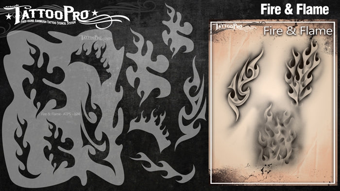 Tattoo Pro 124 - Body Painting Stencil - Fire & Flame