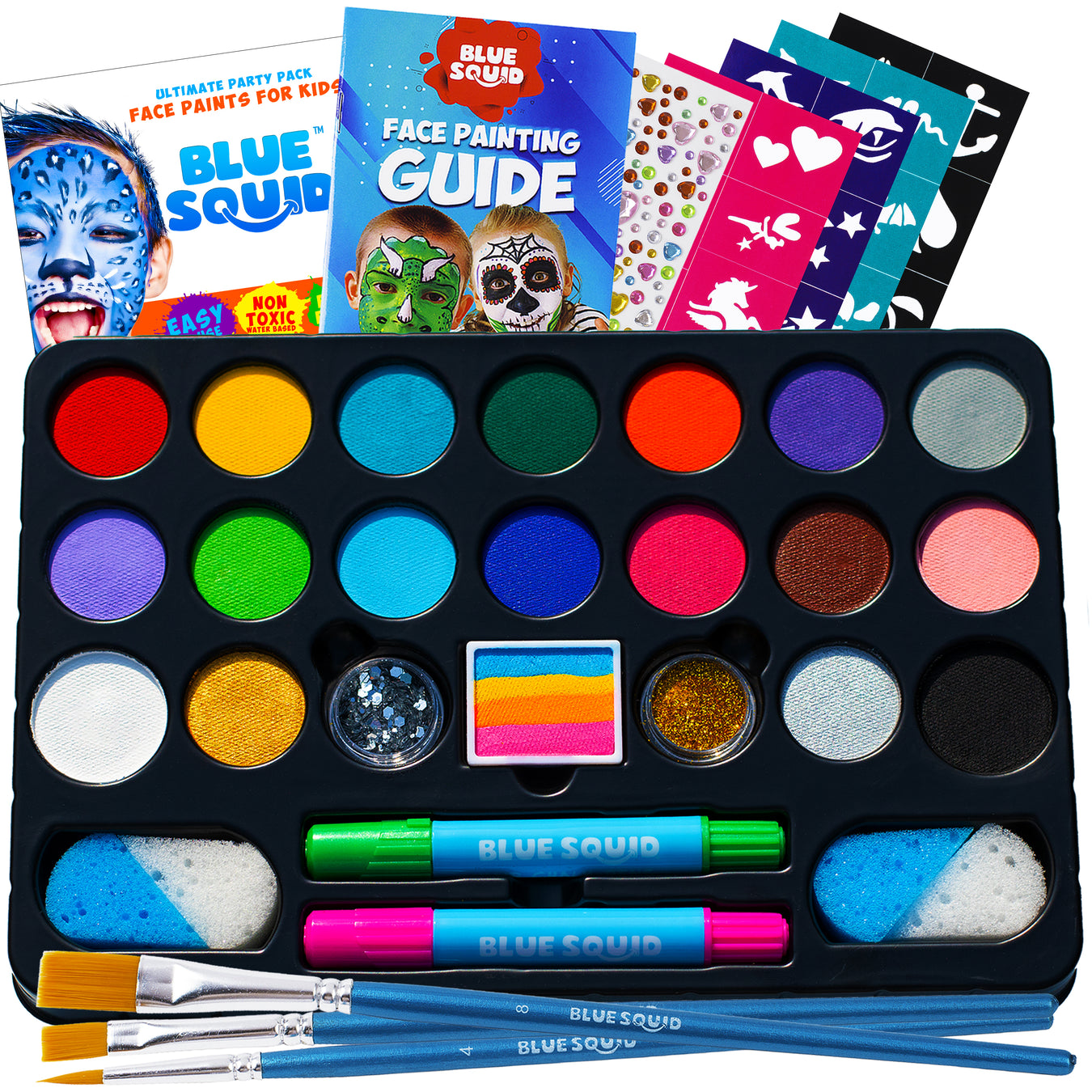 Face Painting Kit For Kids - 15 Water Based, Quick Dry, Non-Toxic