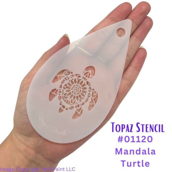 Topaz Stencils | Face Painting Stencil - Mandala Turtle (01120)