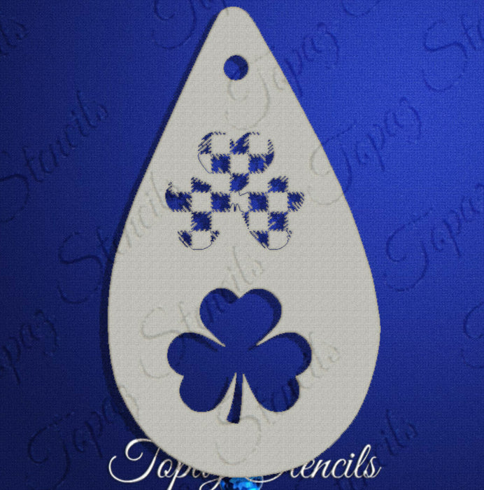 Topaz Stencils | Face Painting Stencil - Shamrock Plaid (0237)