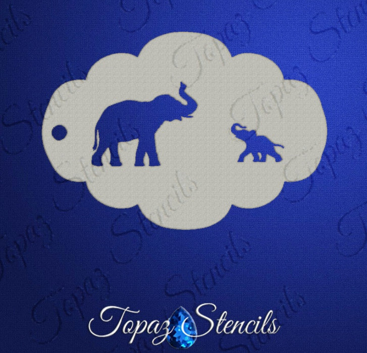 Topaz Stencils | Face Painting Stencil -  Elephants (01716)