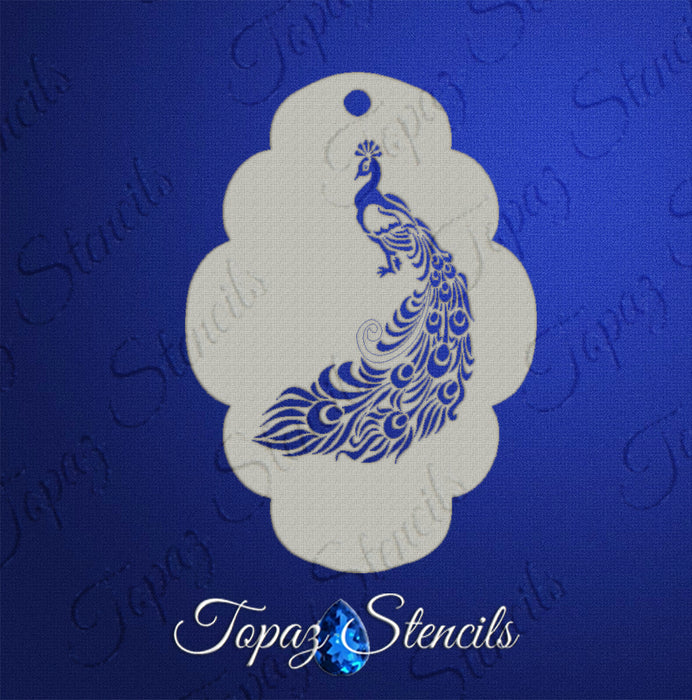 Topaz Stencils | Face Painting Stencil - Large Peacock  (0852)