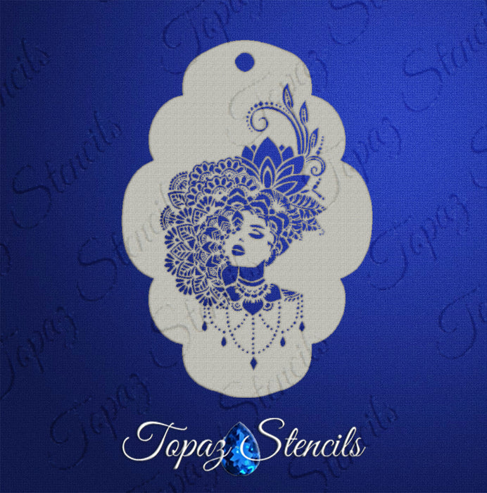 Topaz Stencils | Face Painting Stencil - BIG Henna Woman - Christina  (0947)