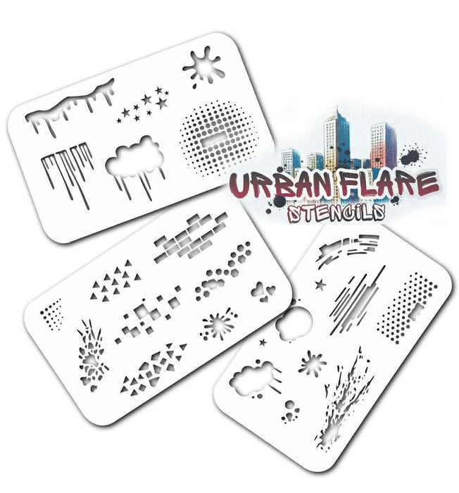 Urban Flare Stencils | Face Painting Stencils by Tamina Muhammad - TEXTURES - 3 Piece Set