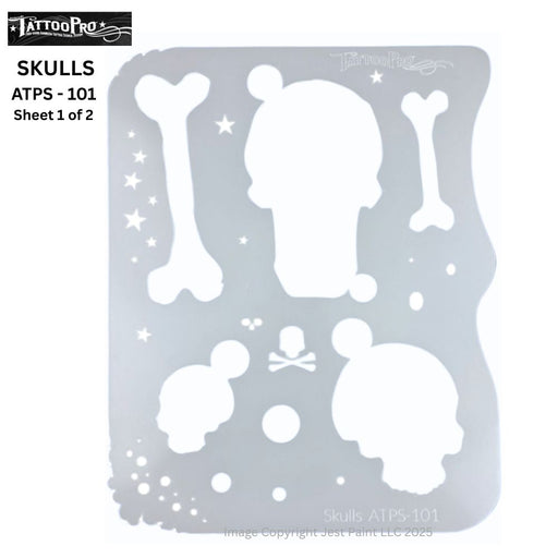 Tattoo Pro 101 - Body Painting Stencil - Skulls
