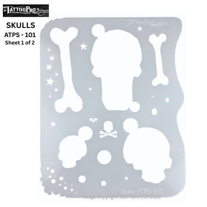 Tattoo Pro 101 - Body Painting Stencil - Skulls