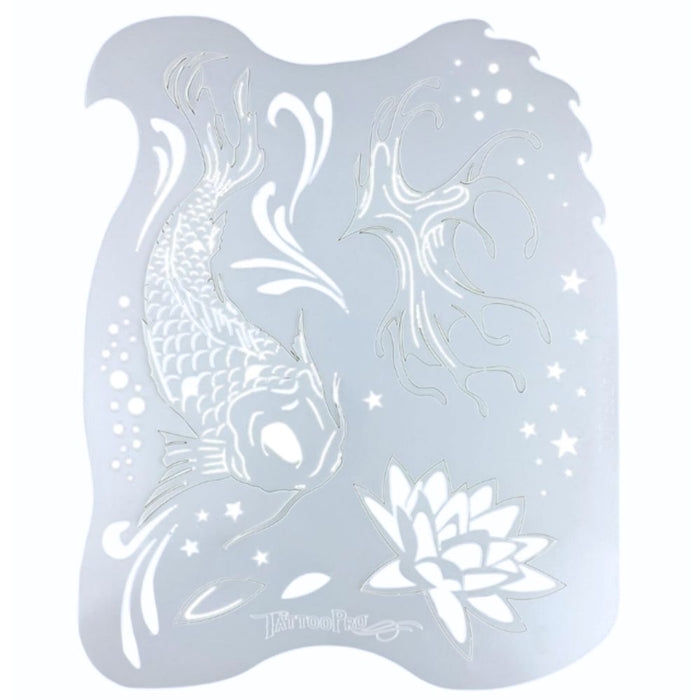 Tattoo Pro 102  - Body Painting Stencil - Koi & Lotus