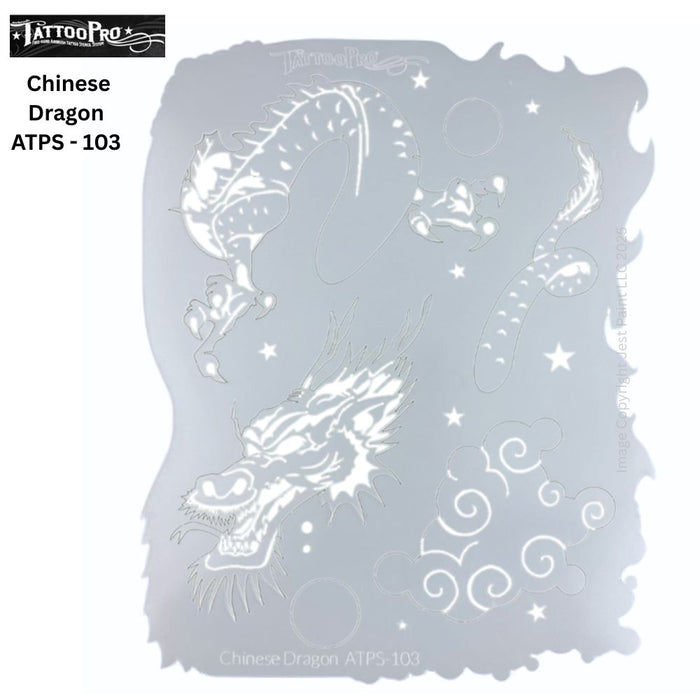 Tattoo Pro 103 - Body Painting Stencil - Chinese Dragon