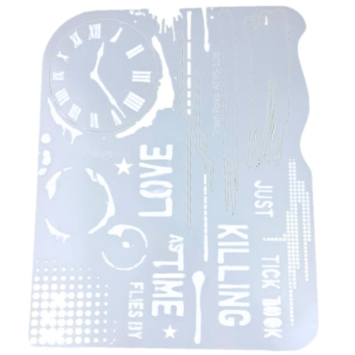 Tattoo Pro 108  - Body Painting Stencil - Trash Polka Clock