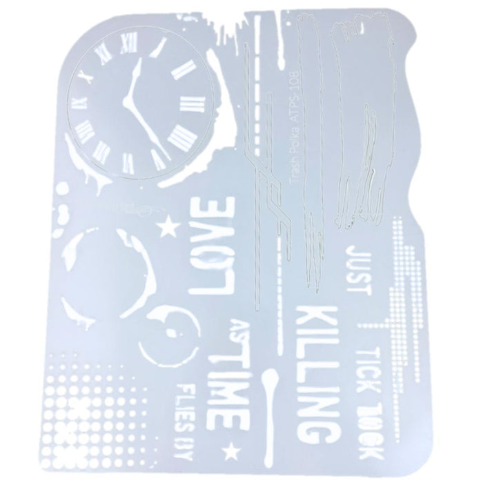 Tattoo Pro 108  - Body Painting Stencil - Trash Polka Clock