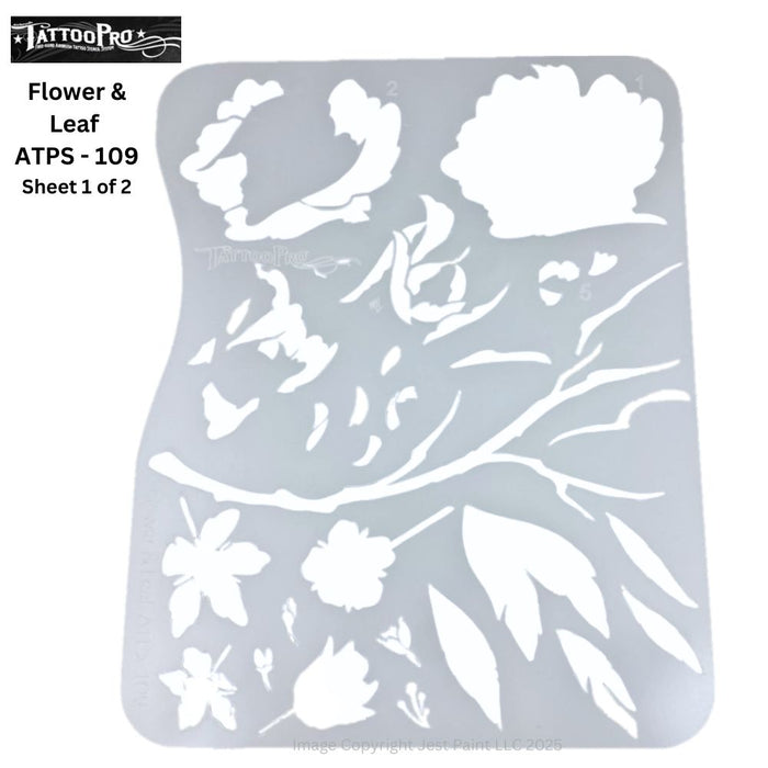 Tattoo Pro 109 - Body Painting Stencil - Flower and Leaf