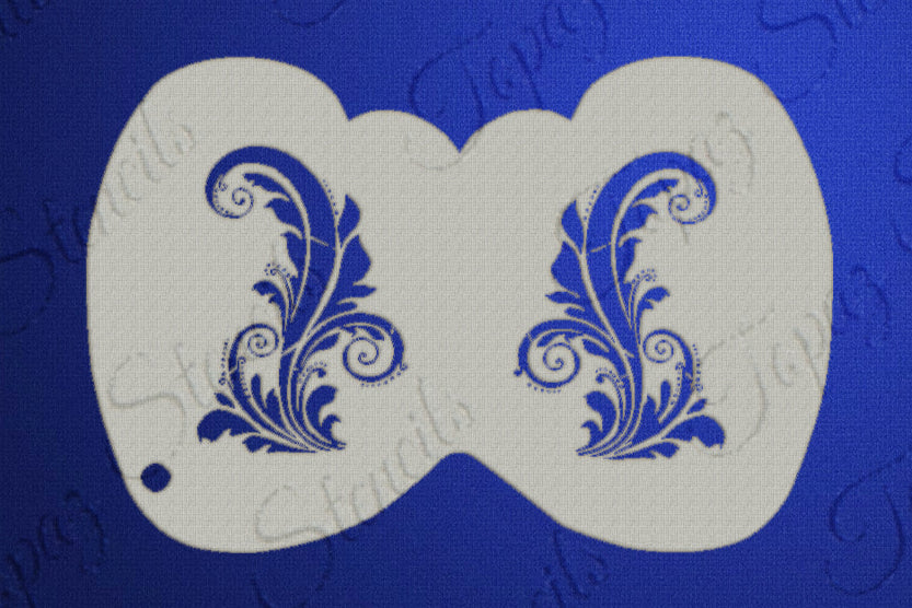 Topaz Stencils | Face Painting Stencil - BIG Tamina's Flourish Flutter Eye (01101)