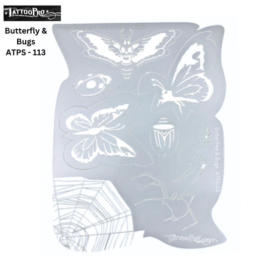 Tattoo Pro 113 - Body Painting Stencil - Butterfly & Bugs