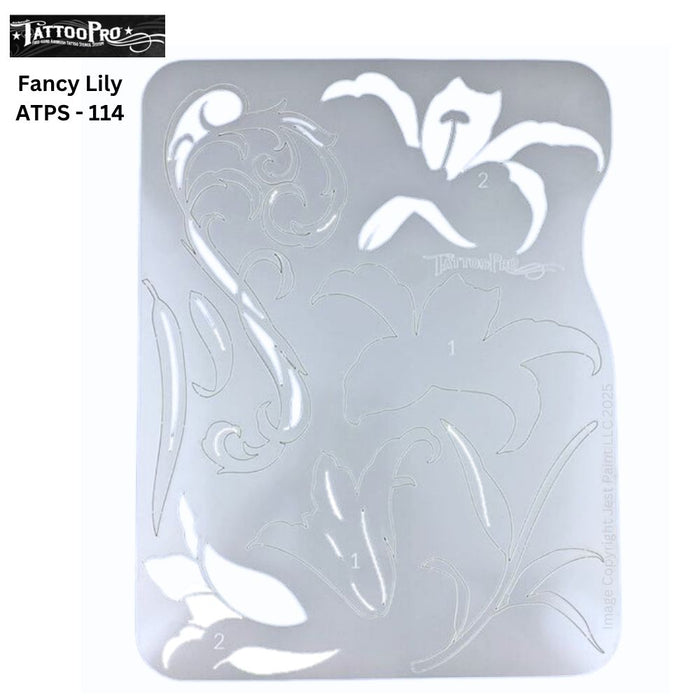Tattoo Pro 114 - Body Painting Stencil - Fancy Lily