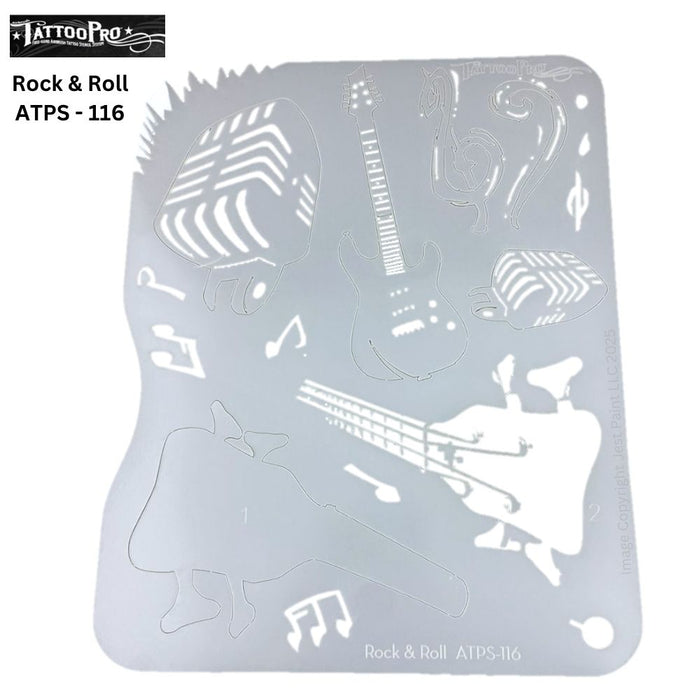 Tattoo Pro 116 - Body Painting Stencil - Rock & Roll