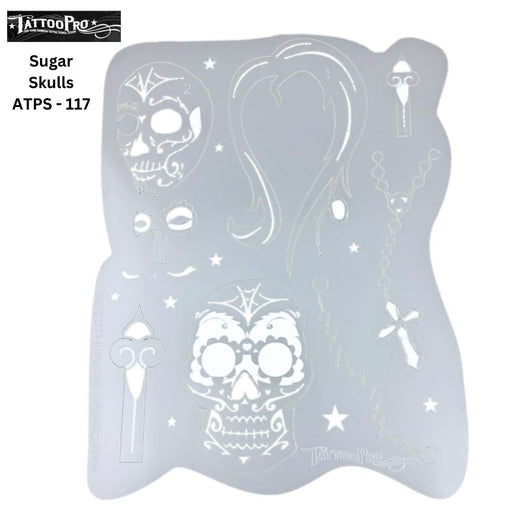 Tattoo Pro 117  - Body Painting Stencil - Sugar Skulls