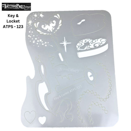 Tattoo Pro 123  - Body Painting Stencil - Key & Locket