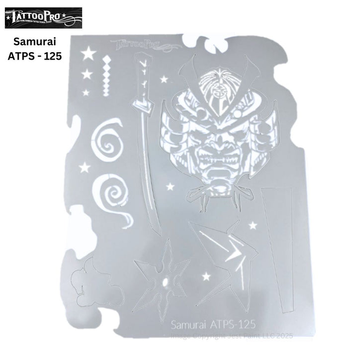 Tattoo Pro 125  - Body Painting Stencil - Samurai