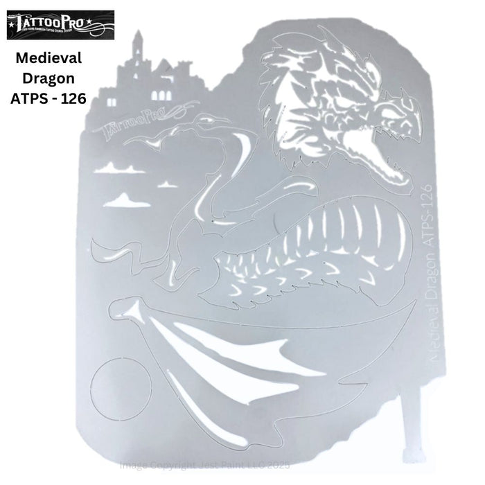 Tattoo Pro 126  - Body Painting Stencil - Medieval Dragon