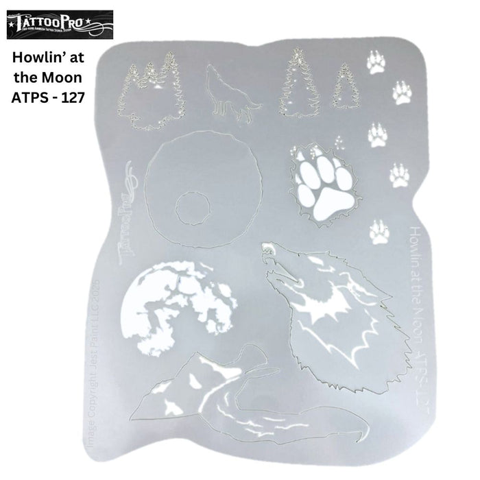 Tattoo Pro 127  - Body Painting Stencil - Howlin' at the Moon