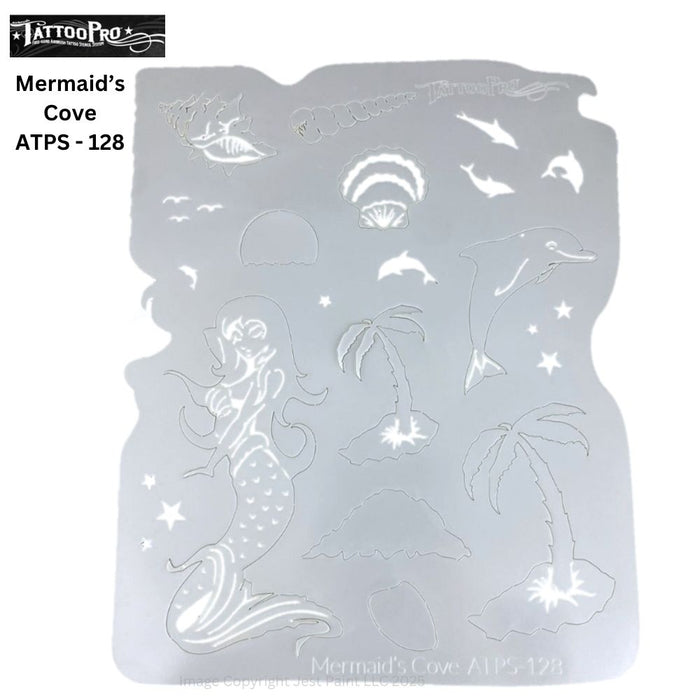 Tattoo Pro 128 - Body Painting Stencil - Mermaid's Cove