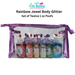 Art Factory |  Set of 12 Rainbow Jewel Opaque Body Glitters in BIG 1 oz Poofs in Clear Pouch