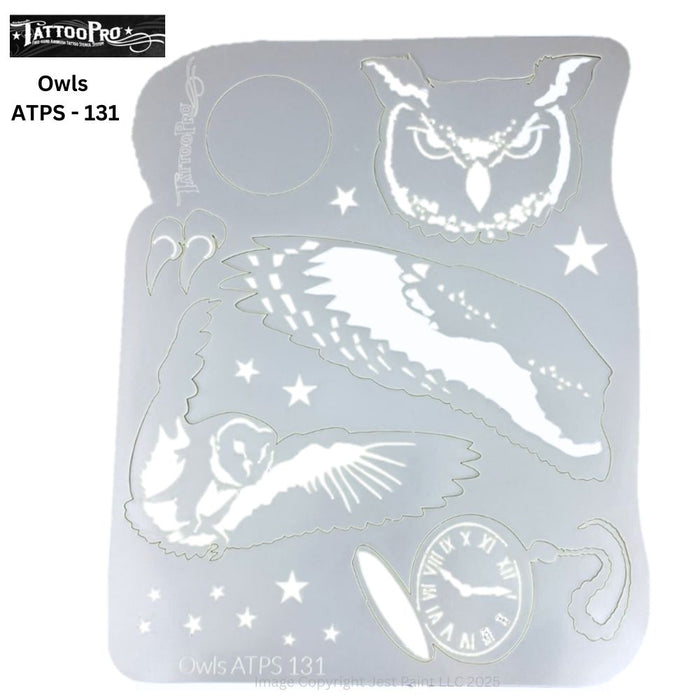 Tattoo Pro 131  - Body Painting Stencil - Owls