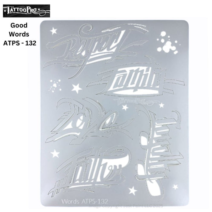 Tattoo Pro 132  - Body Painting Stencil - Good Words