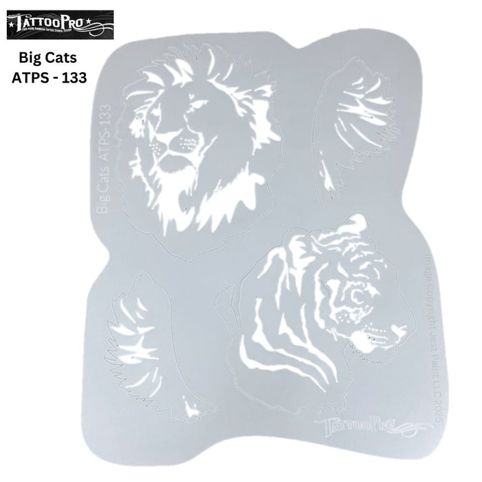 Tattoo Pro 133  - Body Painting Stencil - Big Cats