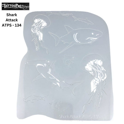 Tattoo Pro 135  - Body Painting Stencil - Shark Attack