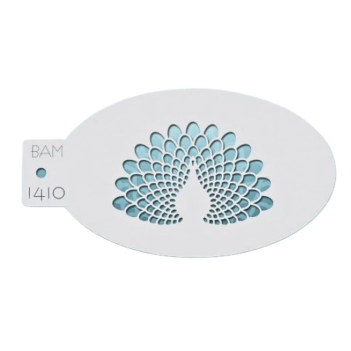 Bad Ass Mini 1410 - Face Painting Stencil - Peacock Deco