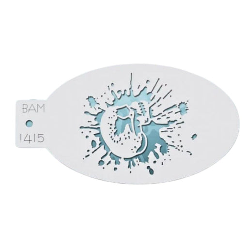 Bad Ass Mini 1415 - Face Painting Stencil - Splattered Skull