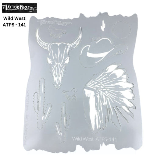 Tattoo Pro 141  - Body Painting Stencil - Wild West