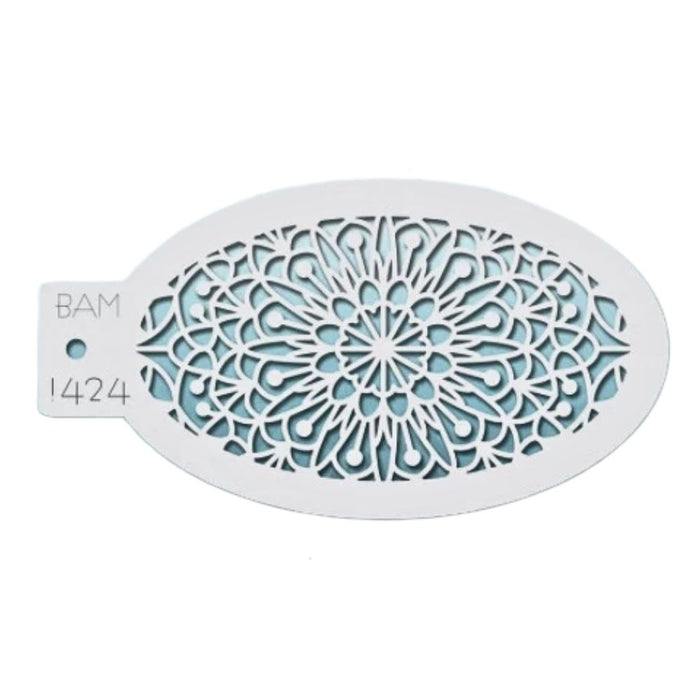 Bad Ass Mini 1424 - Face Painting Stencil -  Mandala Flower