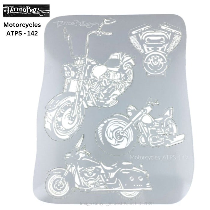 Tattoo Pro 142  - Body Painting Stencil - Motorcycles