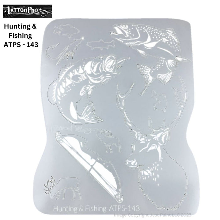 Tattoo Pro 143  - Body Painting Stencil - Hunting & Fishing